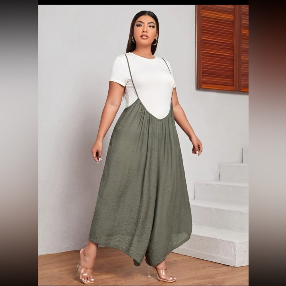 Light sage green low cut overalls
